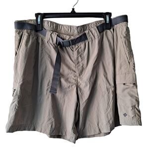 Columbia Mens Light Olive Green Elastic Waist  6" Inseam Shorts - Size XL
